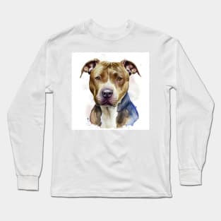 Pit Bull Terrier Pitty Watercolor Pitbull Portrait Long Sleeve T-Shirt